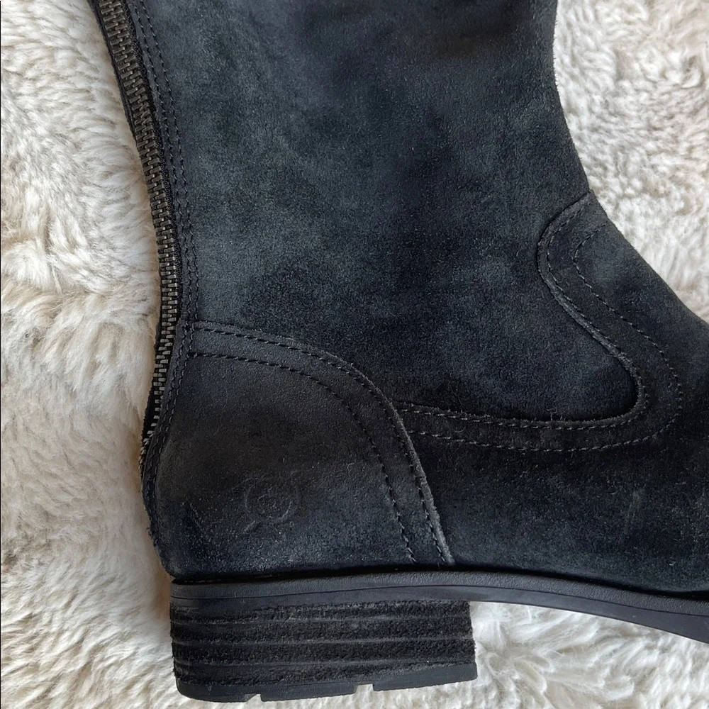 Born Borman Black Suede Knee-High Boots round toe